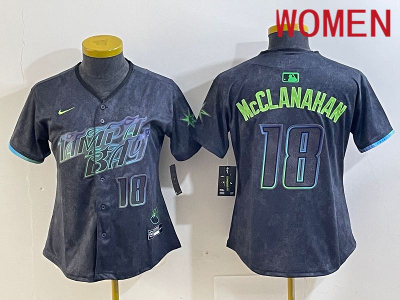 Women Tampa Bay Rays #18 Mcclanahan Black City Edition 2024 Nike MLB Jersey style 2